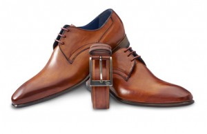 brown leather shoes with belt and clipping path.